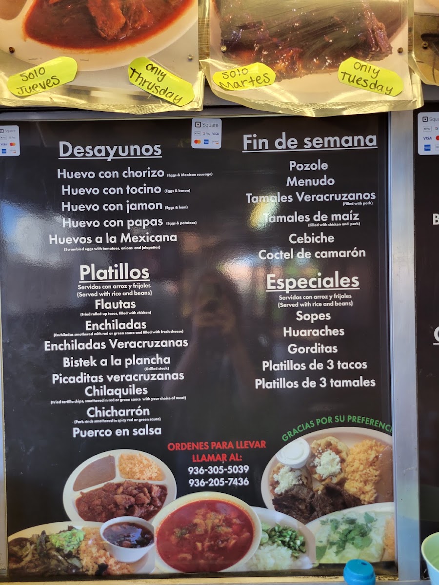 Tacos Al Pastor Dianita menu board