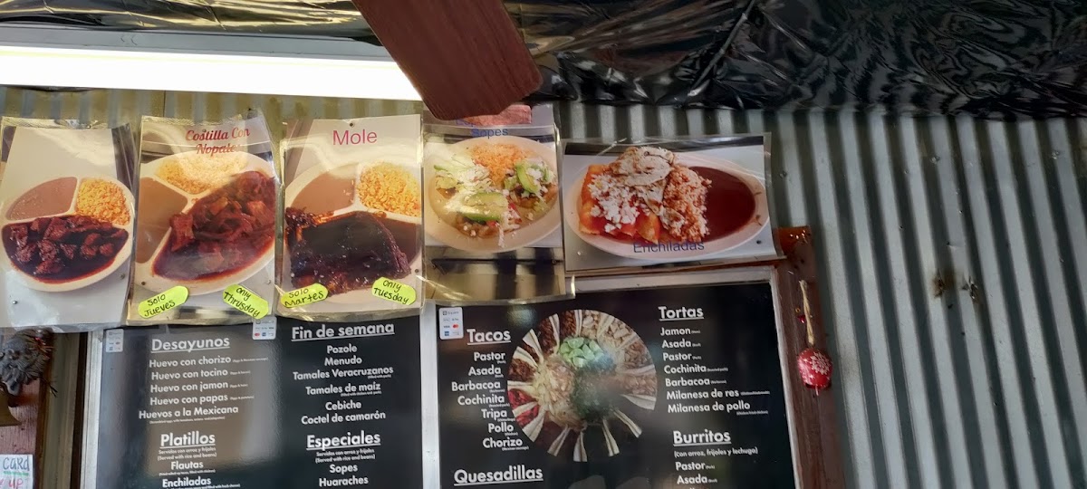 Tacos Al Pastor Dianita menu board