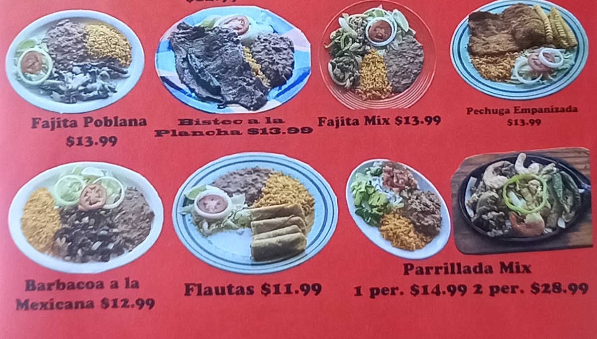 Los 3 Potros Mexican Restaurant menu board