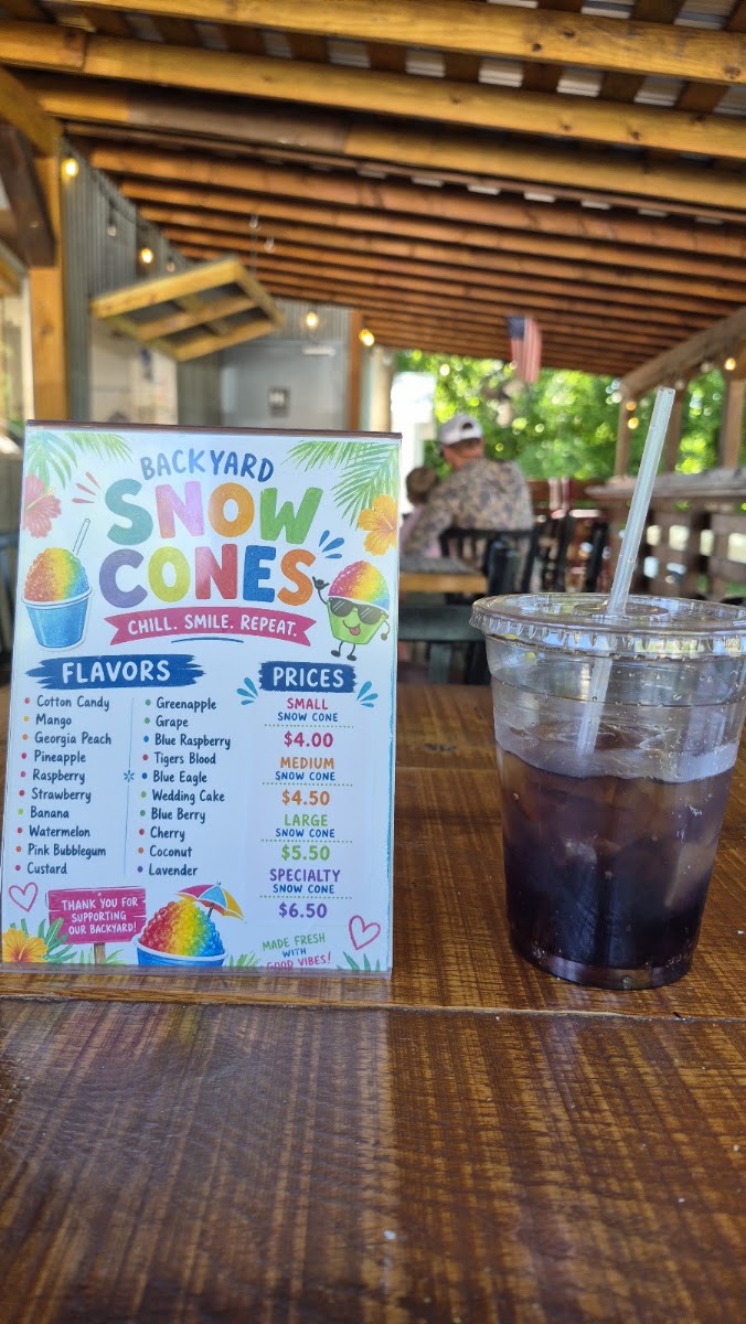The Backyard menu board