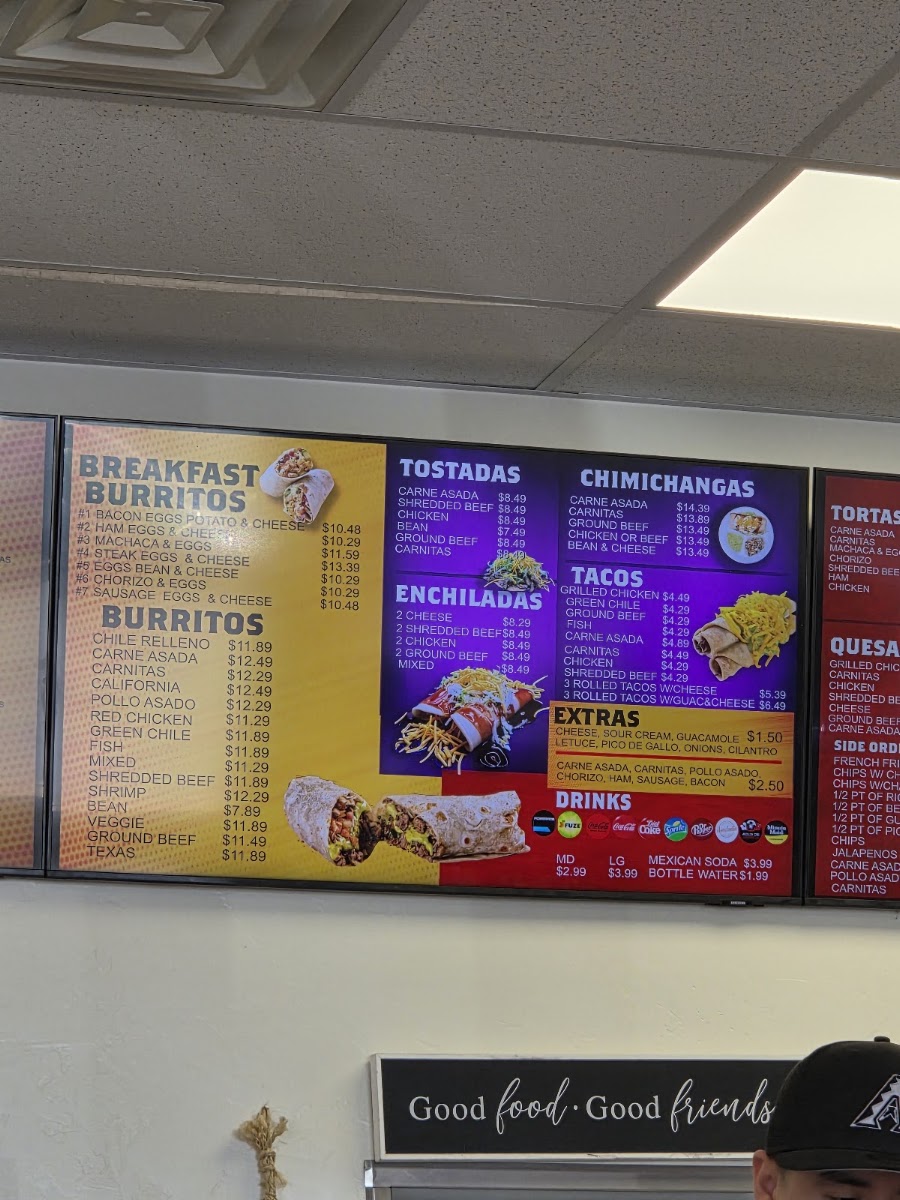 Nico's Taco Shop menu board