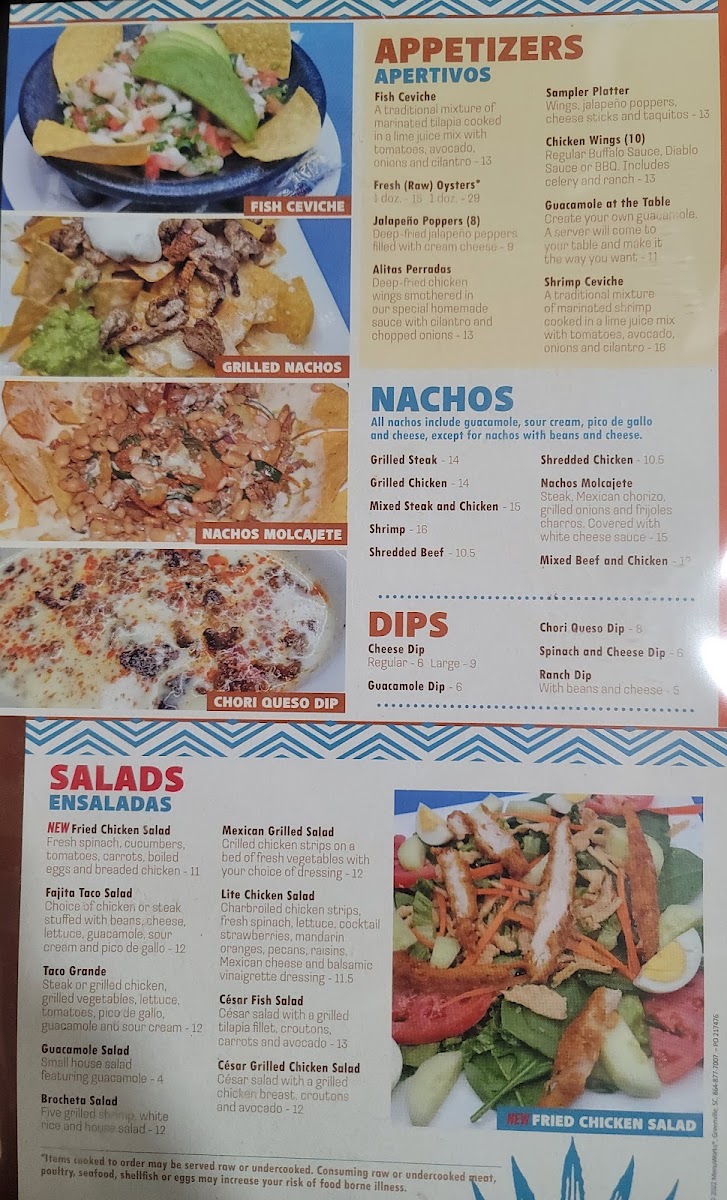 TEQUILAS BAR & GRILL menu board