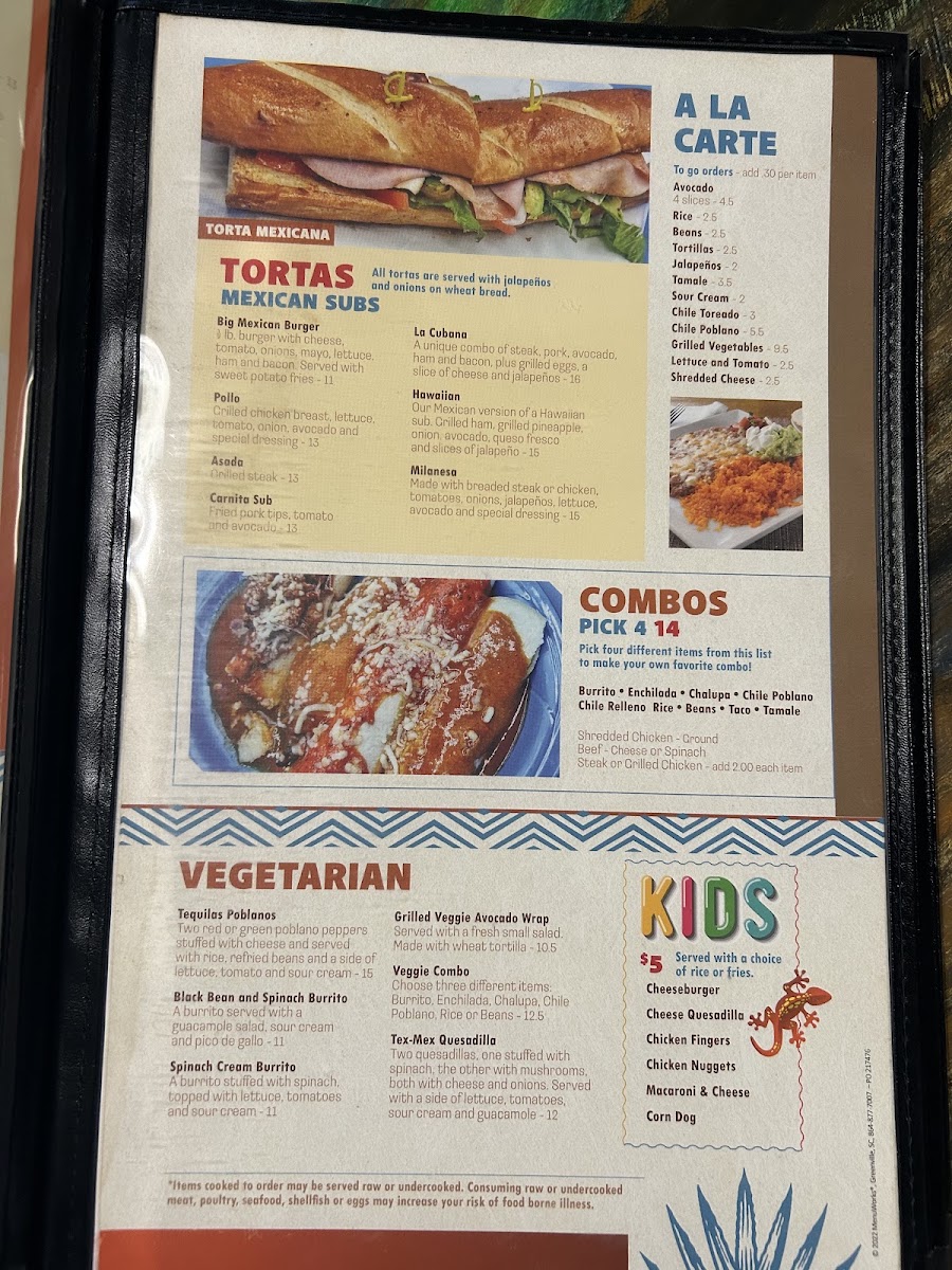 TEQUILAS BAR & GRILL menu board