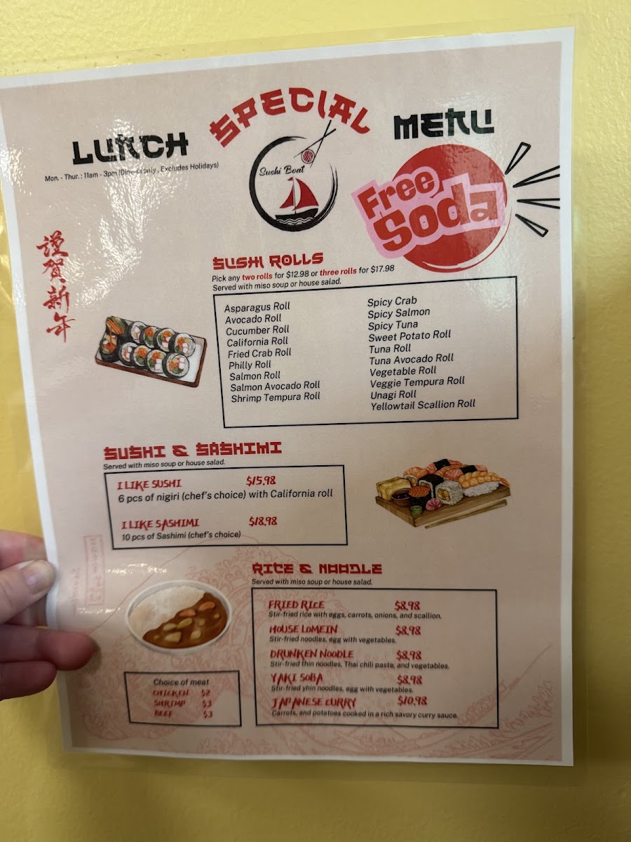 Sushi Boat menu board