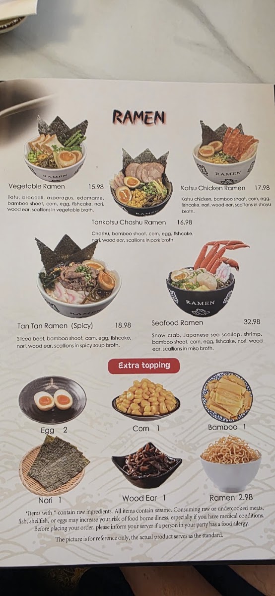 Sushi Boat menu board