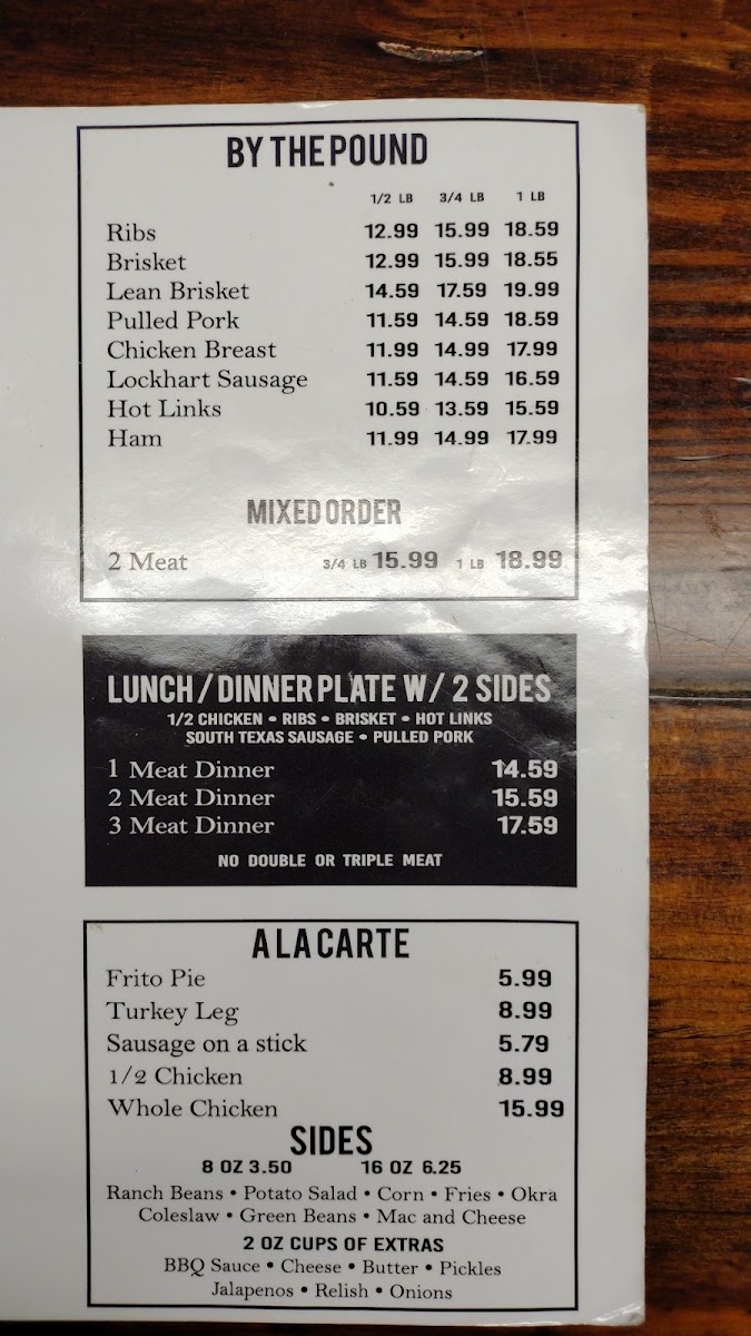 A. D. Franks Holy Smoke BBQ menu board