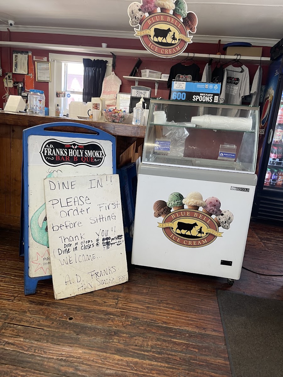 A. D. Franks Holy Smoke BBQ menu board