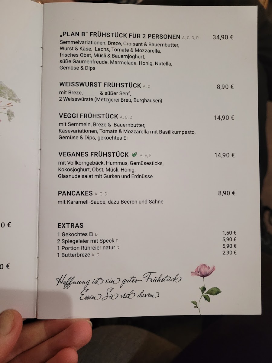 Café Plan B Bürgerhaus Burghausen menu board