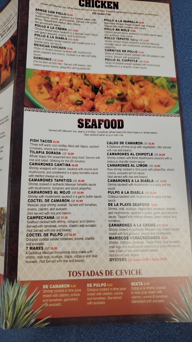 El Mezcal menu board