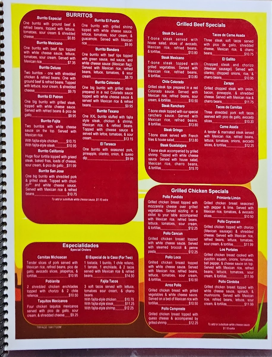 Tacolandia menu board
