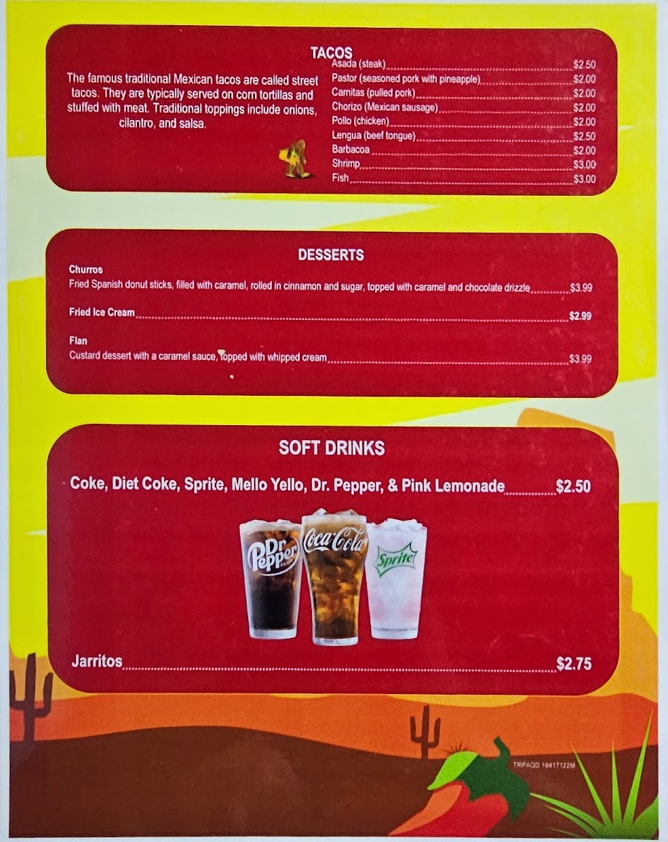 Tacolandia menu board
