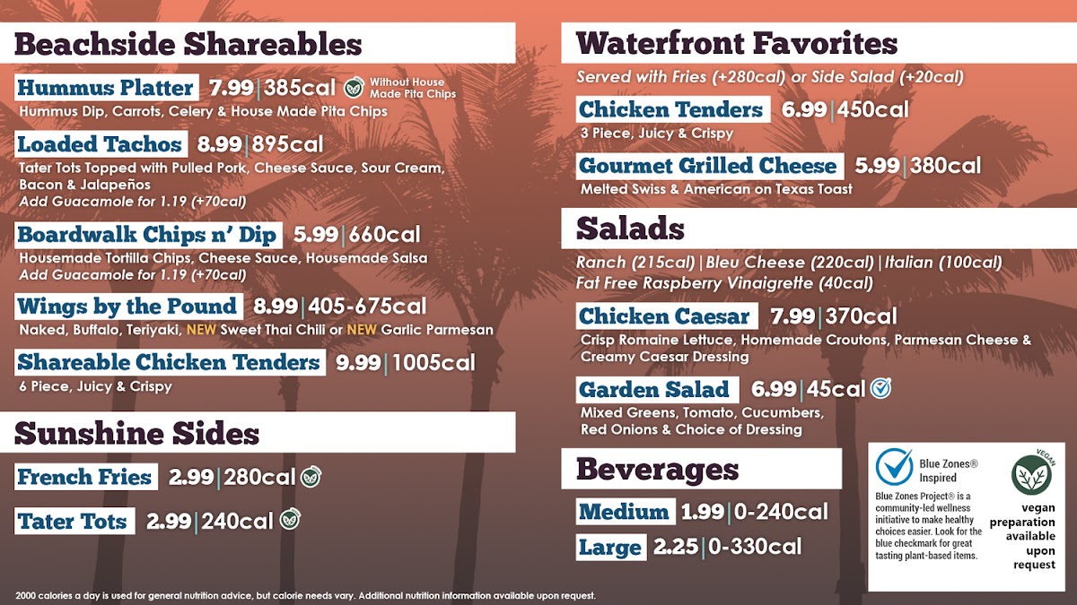 The Boardwalk menu board