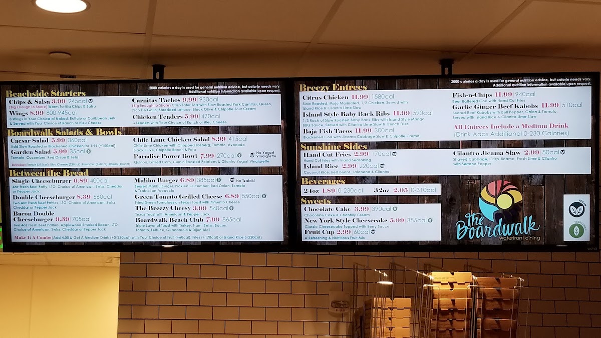 The Boardwalk menu board