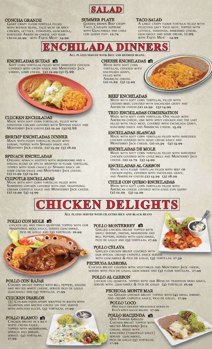 Hacienda Toro Rojo Mexican Bar & Grill menu board