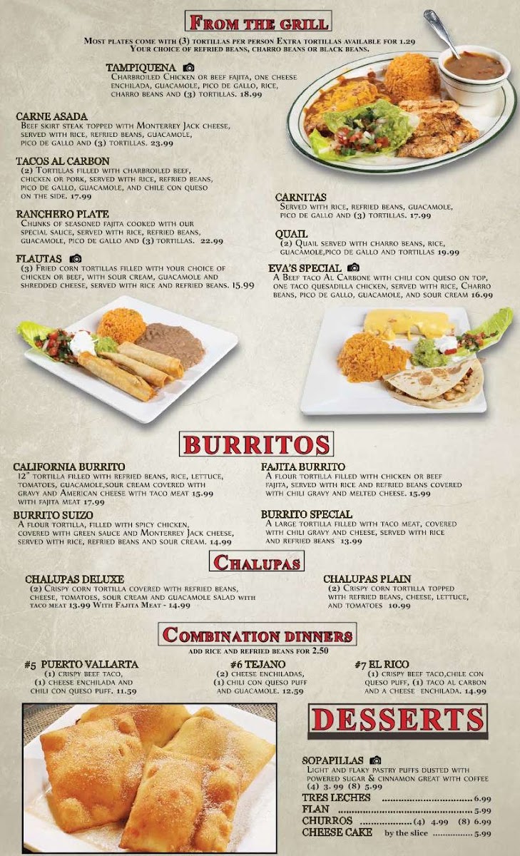 Hacienda Toro Rojo Mexican Bar & Grill menu board