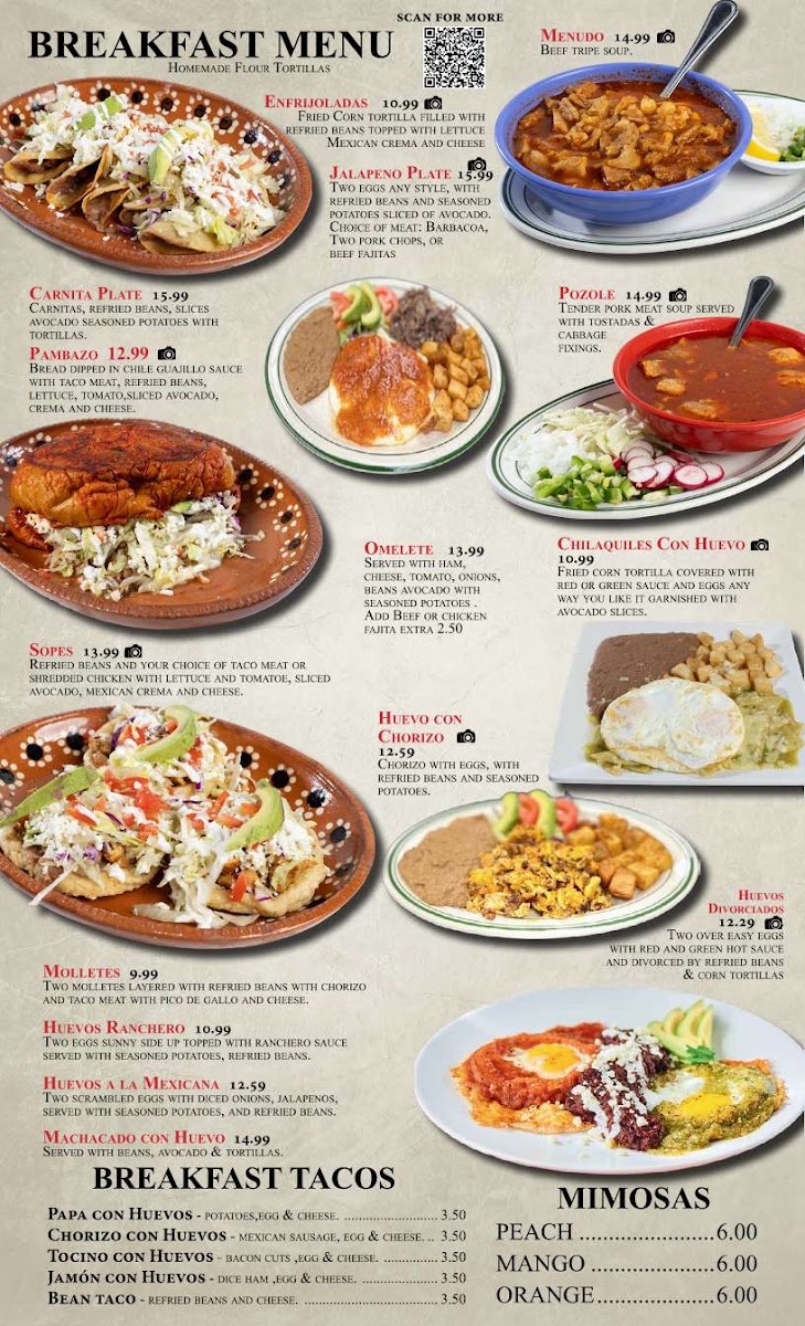 Hacienda Toro Rojo Mexican Bar & Grill menu board