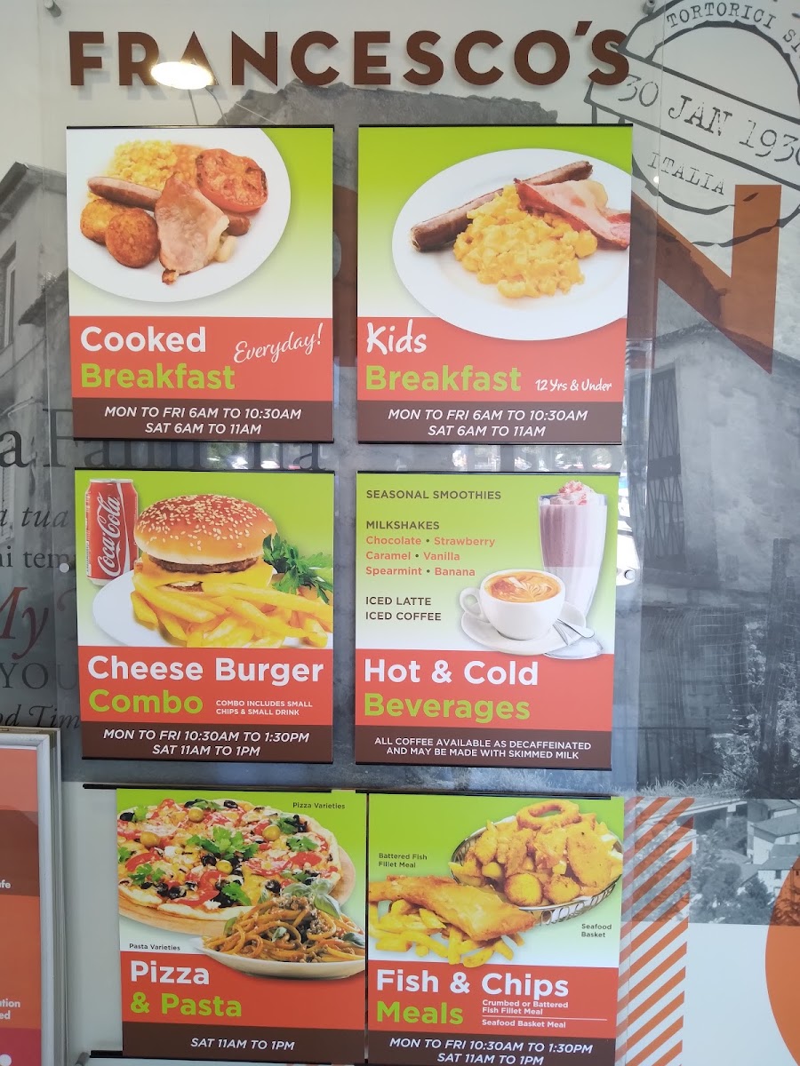 Francesco's Cafe & Bar menu board