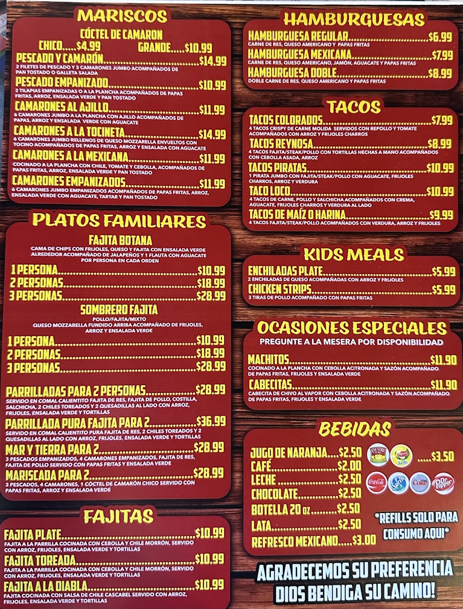 Cocina Mobil 2 Mexican menu board