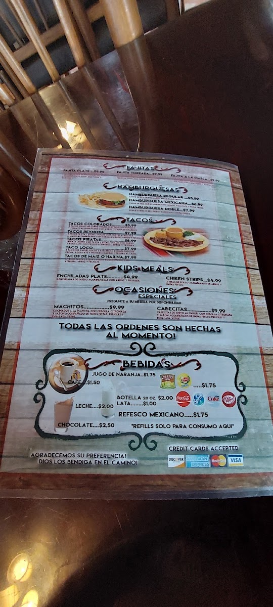 Cocina Mobil 2 Mexican menu board
