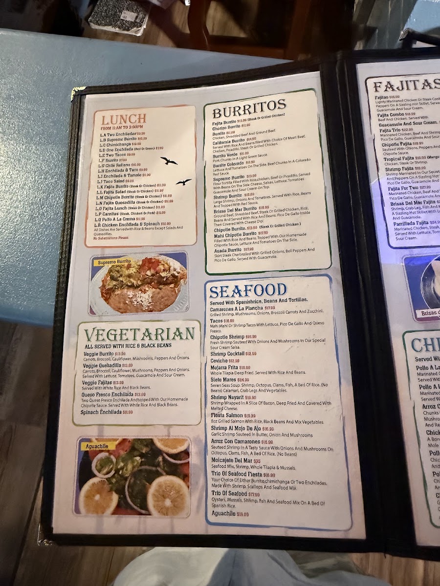 San Diego Mexican Restaurant & Taqueria menu board