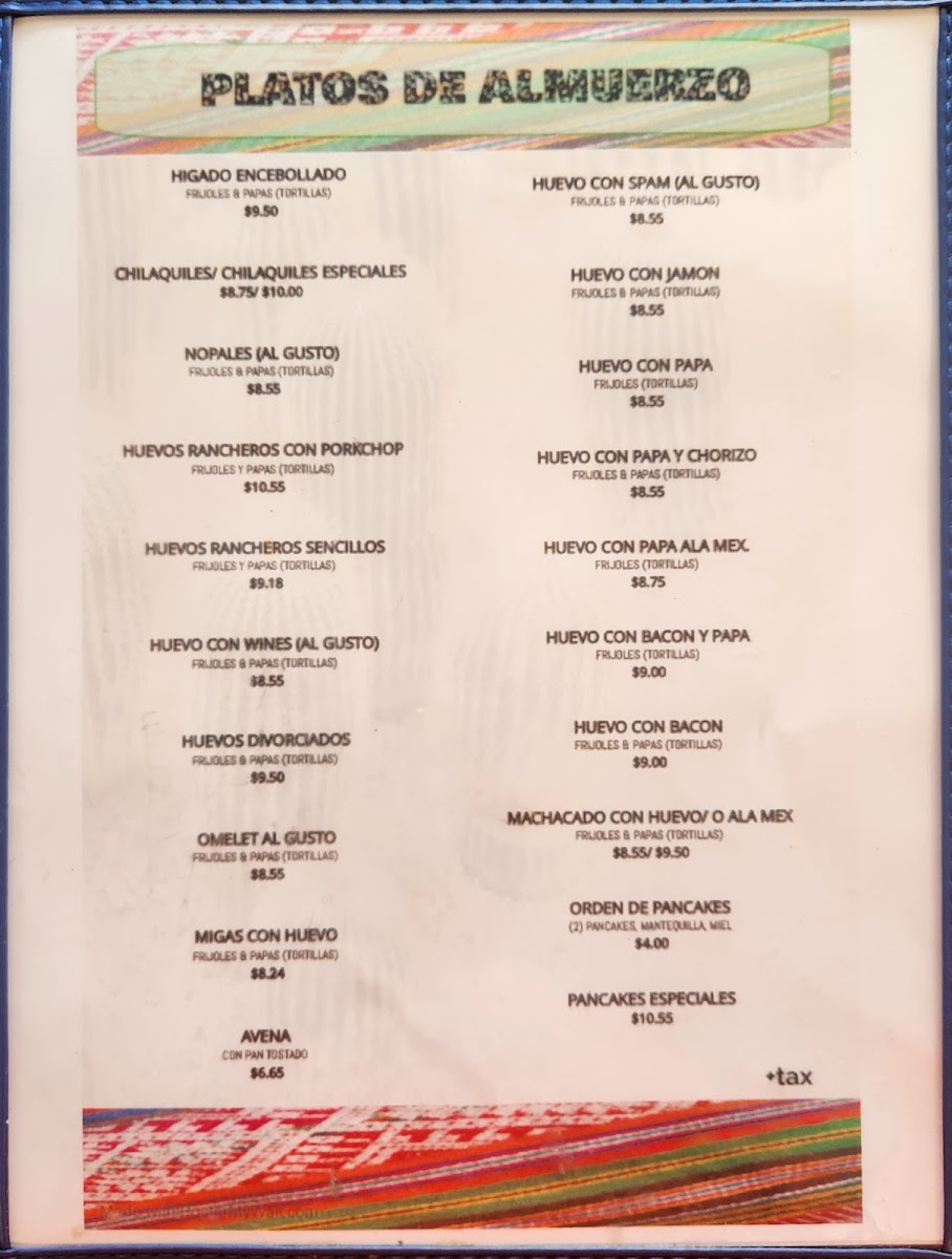 Meat Market & Taco Restaurant 20 menu board