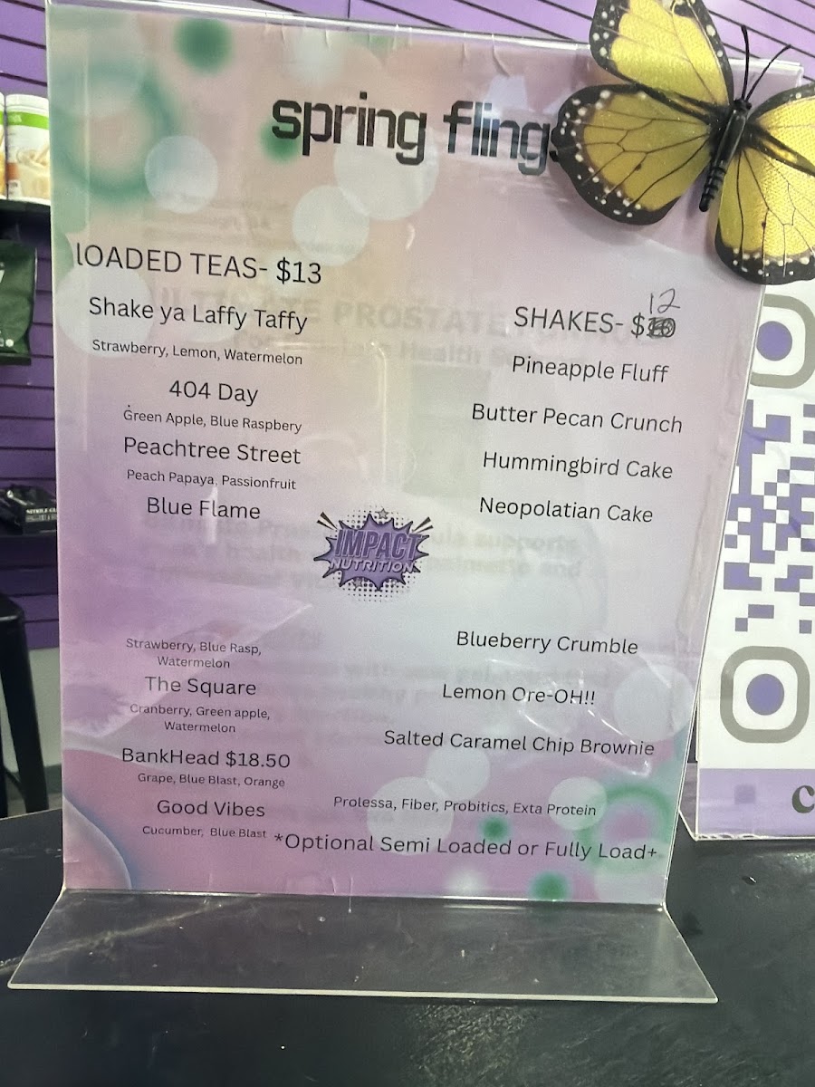 Impact Nutrition McDonough menu board