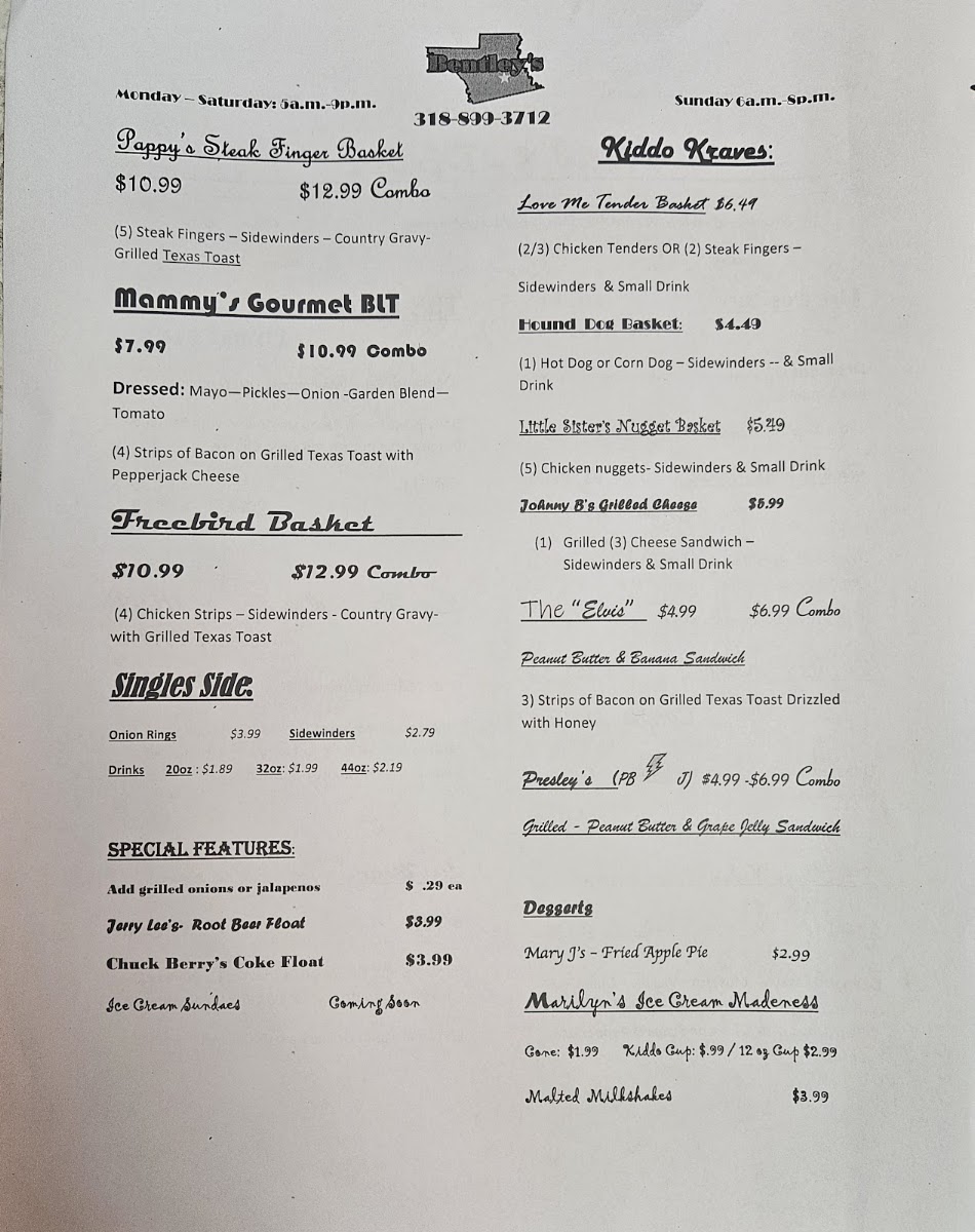 Mel's Diner menu board