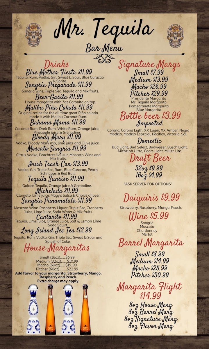 Mr. Tequila Mexican Restaurant menu board
