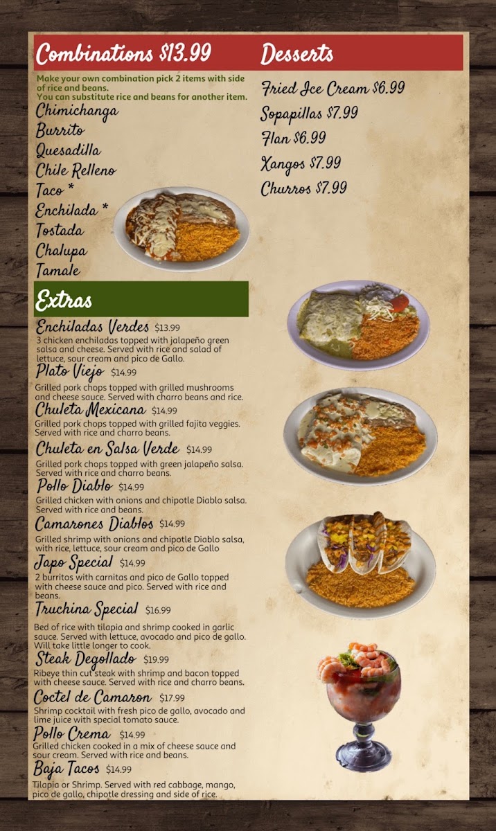 Mr. Tequila Mexican Restaurant menu board