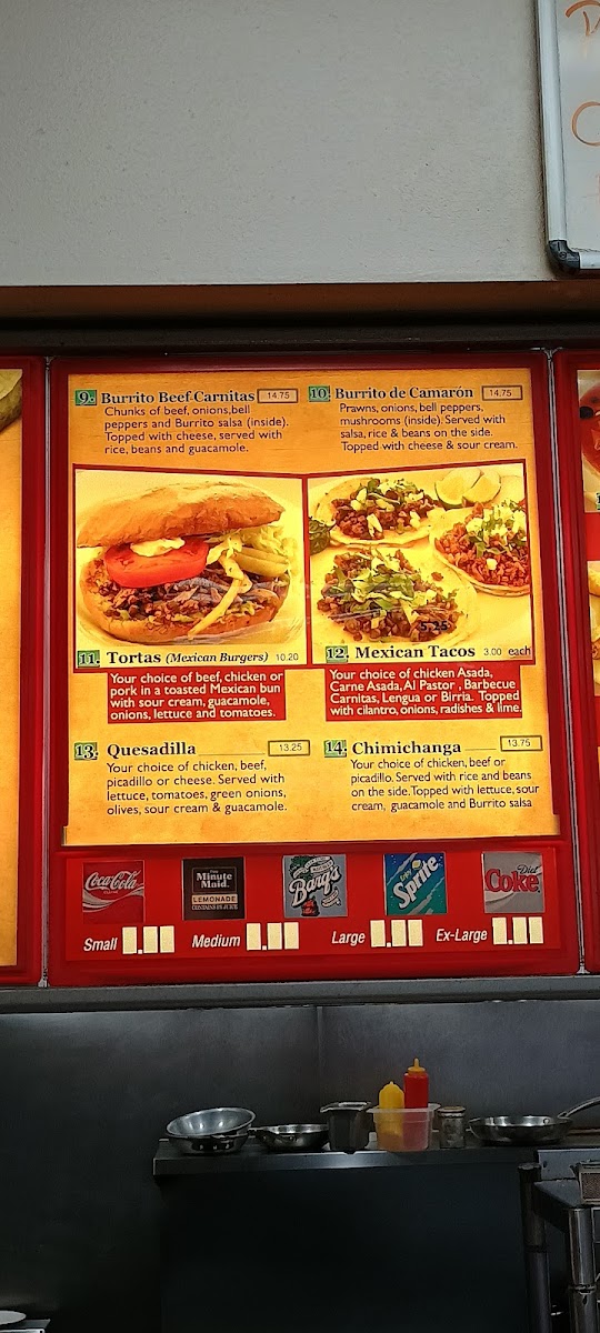 La Carreta Mexican Restaurant menu board