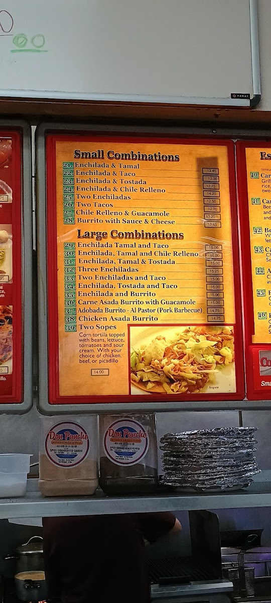 La Carreta Mexican Restaurant menu board