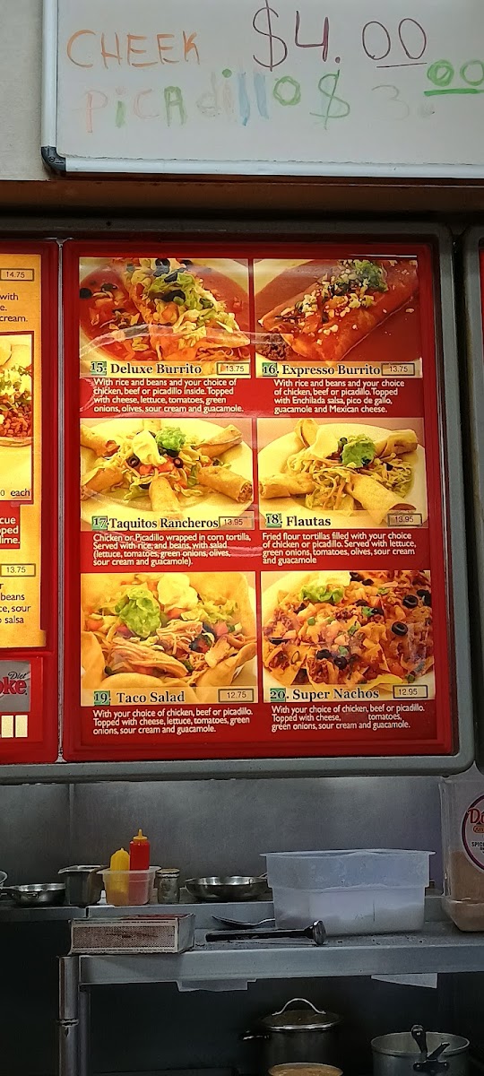 La Carreta Mexican Restaurant menu board