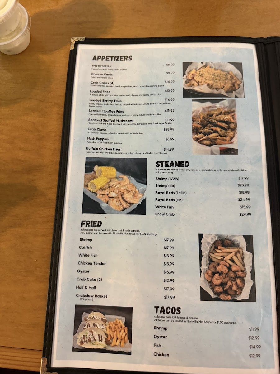 Crosby's | Seafood Restaurant menu board