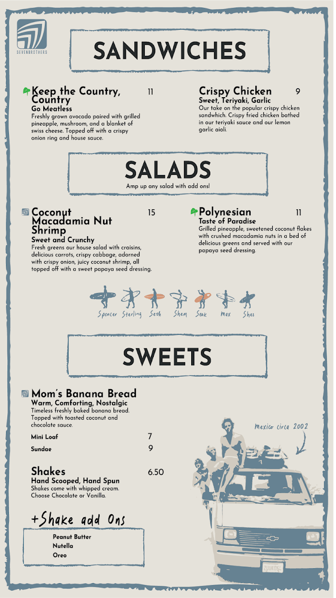 Seven Brothers Burgers - St. George menu board