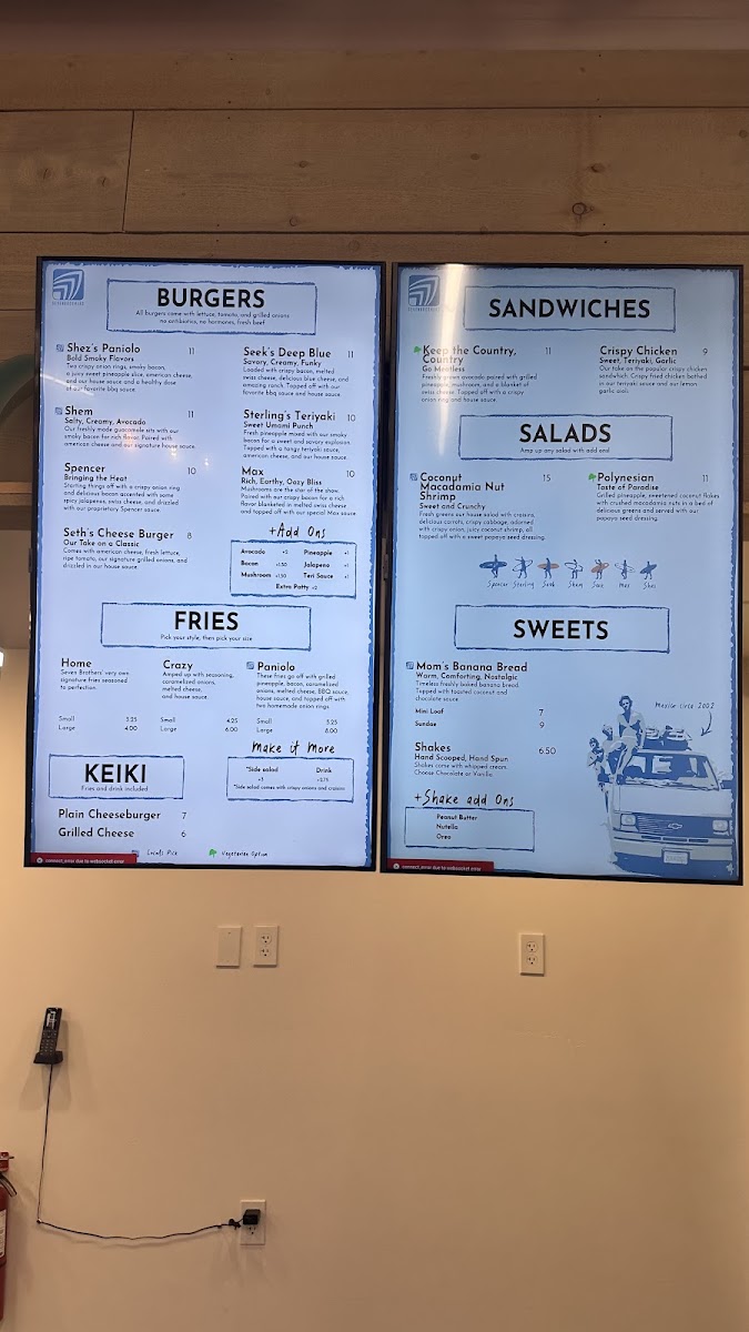 Seven Brothers Burgers - St. George menu board