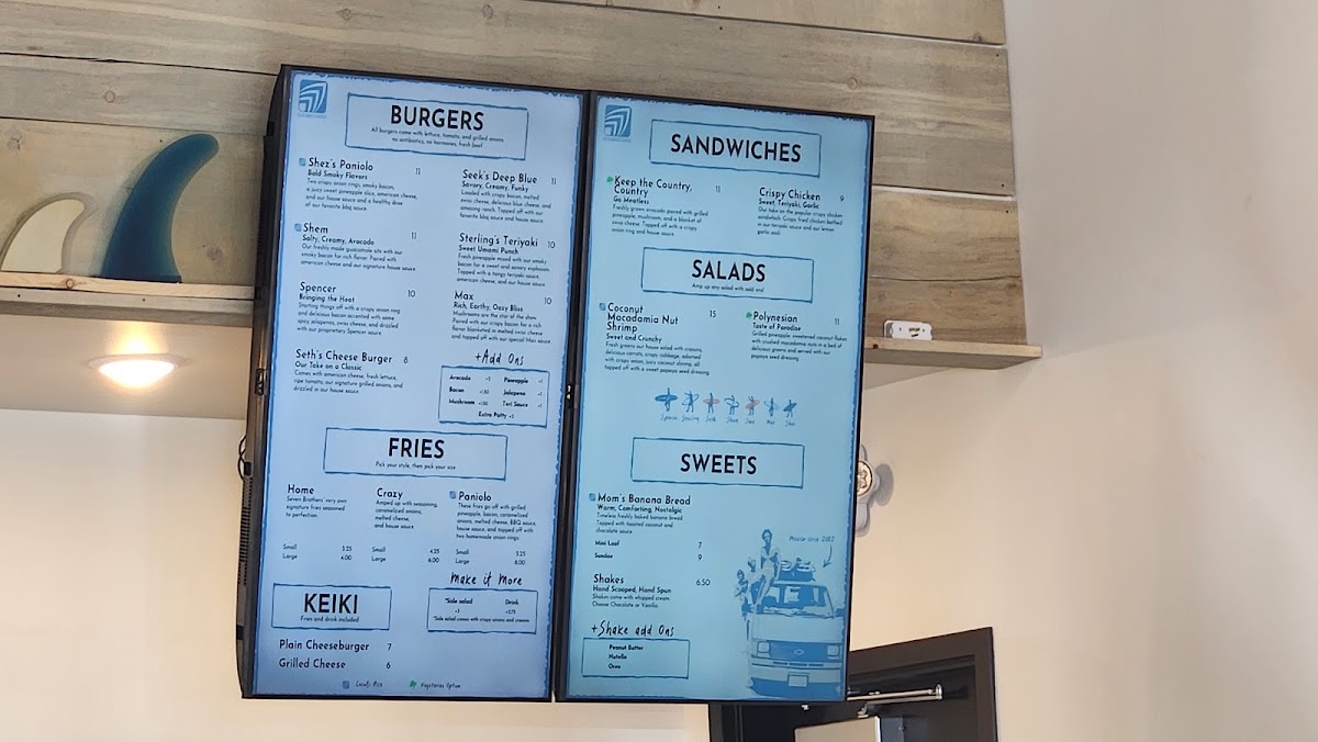 Seven Brothers Burgers - St. George menu board