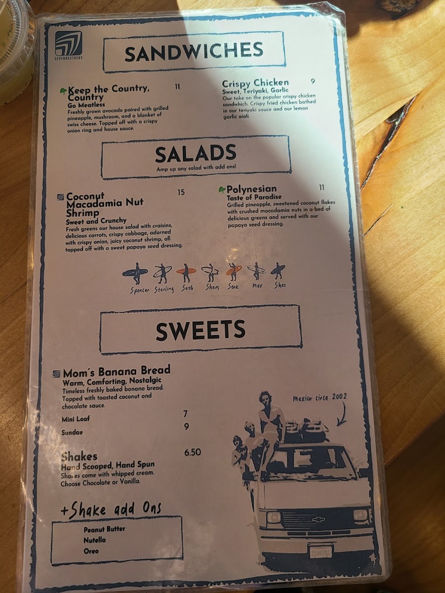 Seven Brothers Burgers - St. George menu board