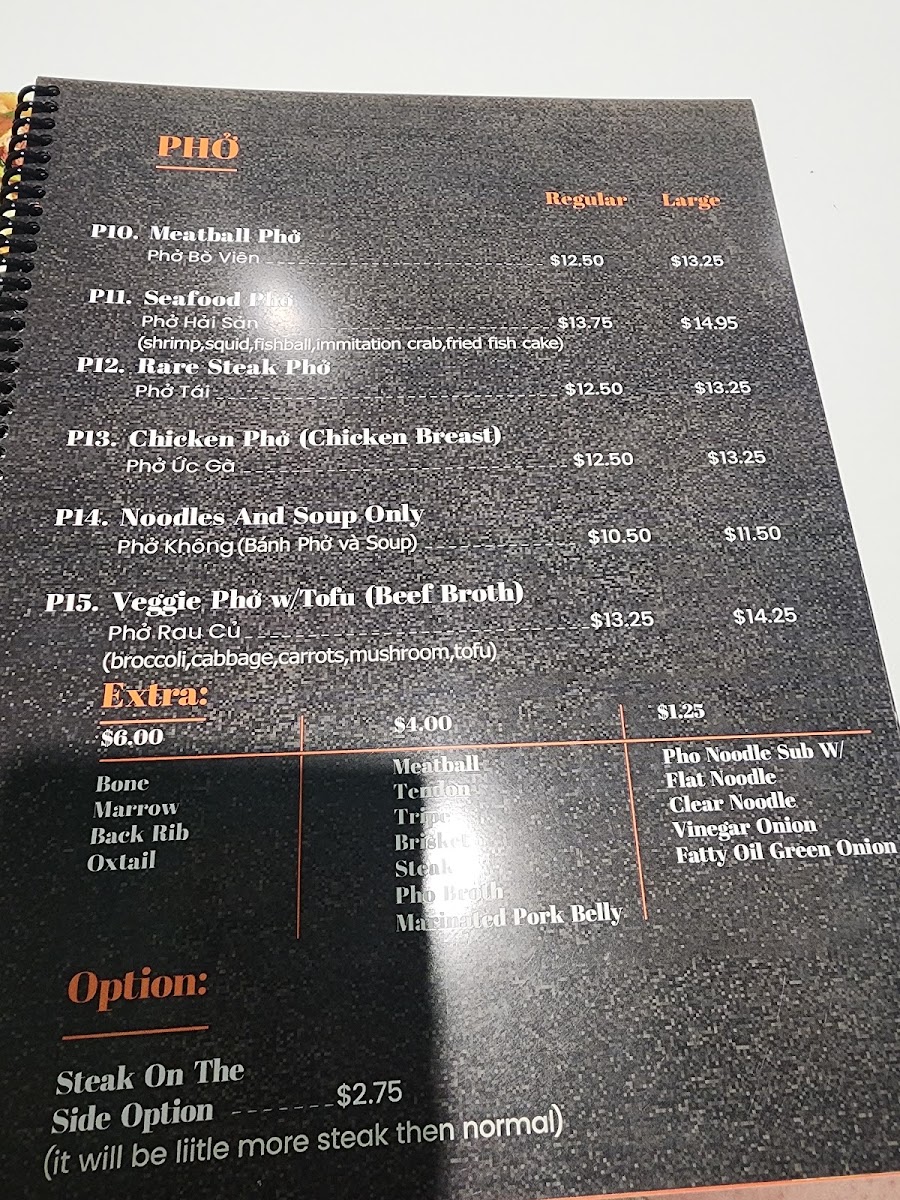 Nho Kitchen #2 menu board