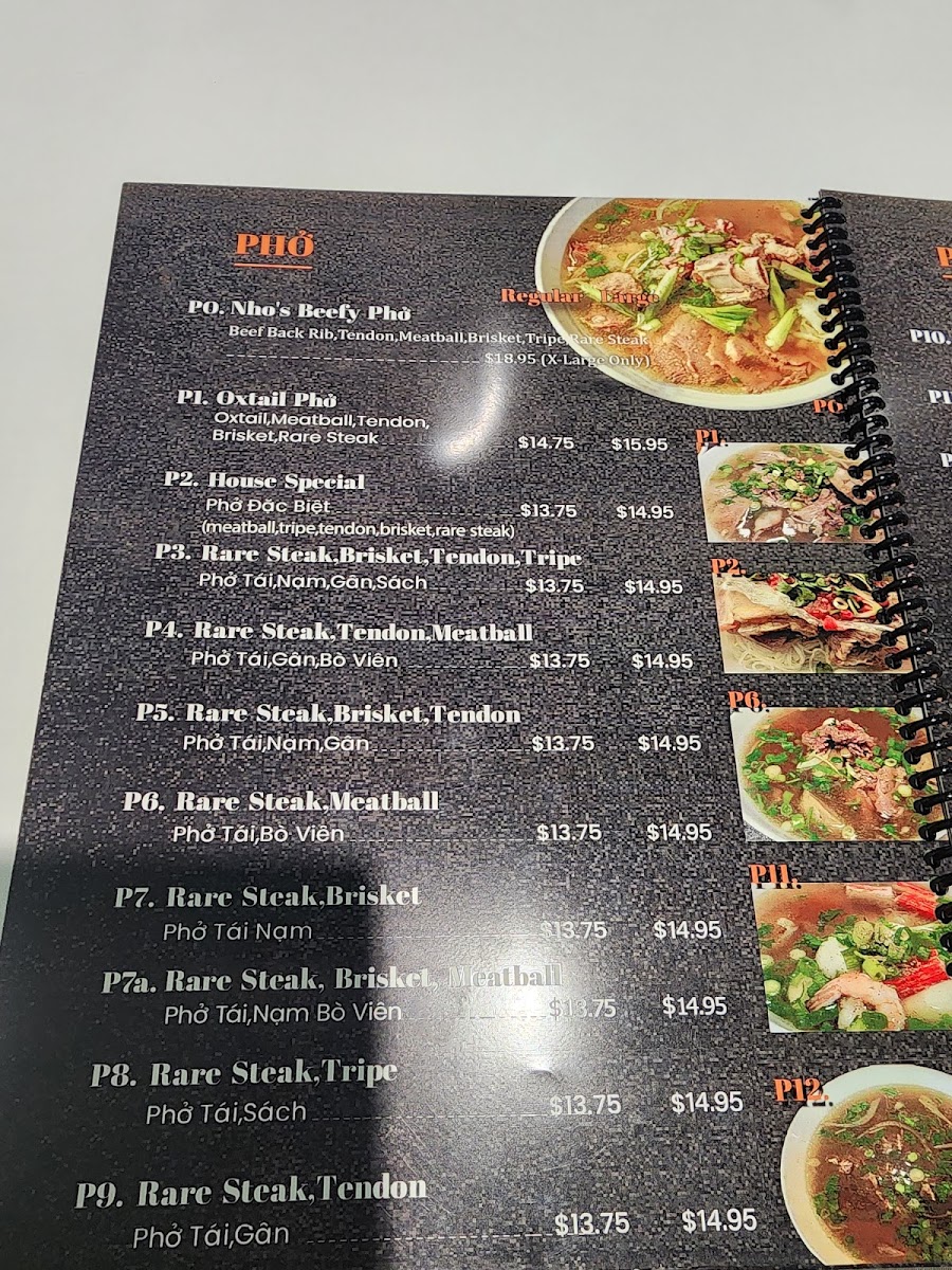 Nho Kitchen #2 menu board