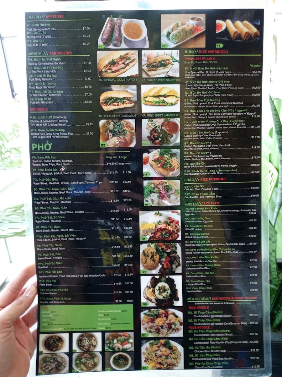 Nho Kitchen #2 menu board