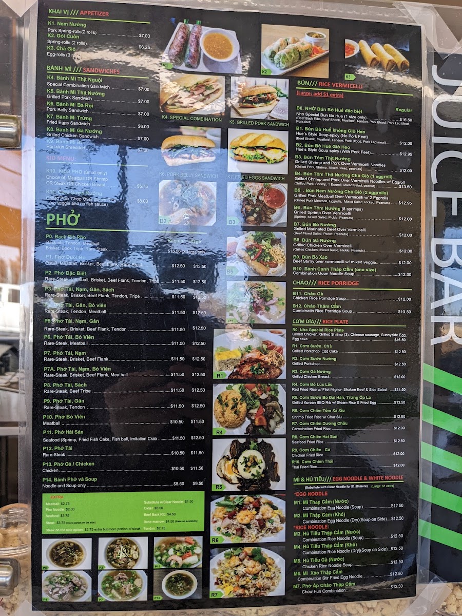 Nho Kitchen #2 menu board