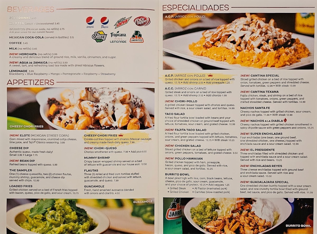 Reyes Taqueria & Cantina menu board