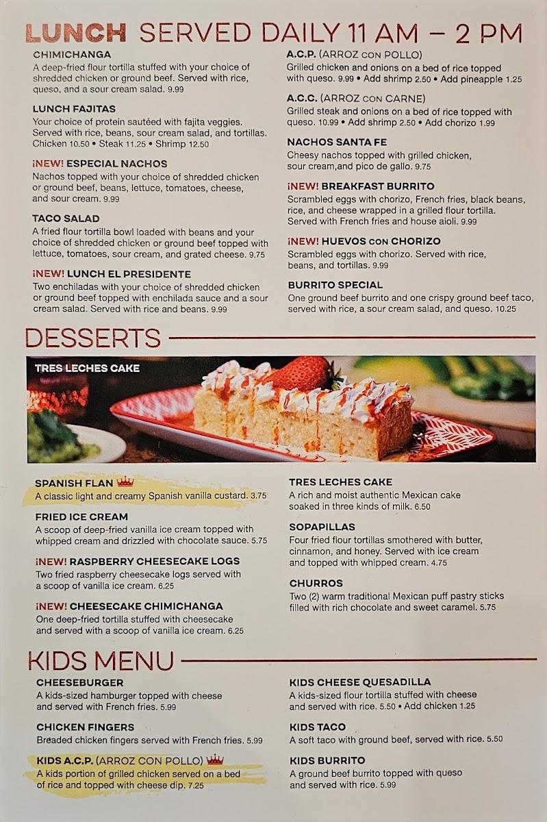 Reyes Taqueria & Cantina menu board