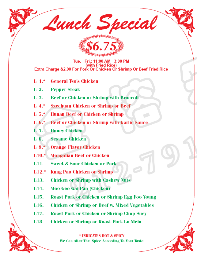 Szechuan hot wok menu board