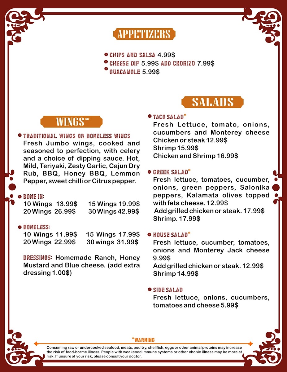 LOWCOUNTRY FIESTA GRILL menu board