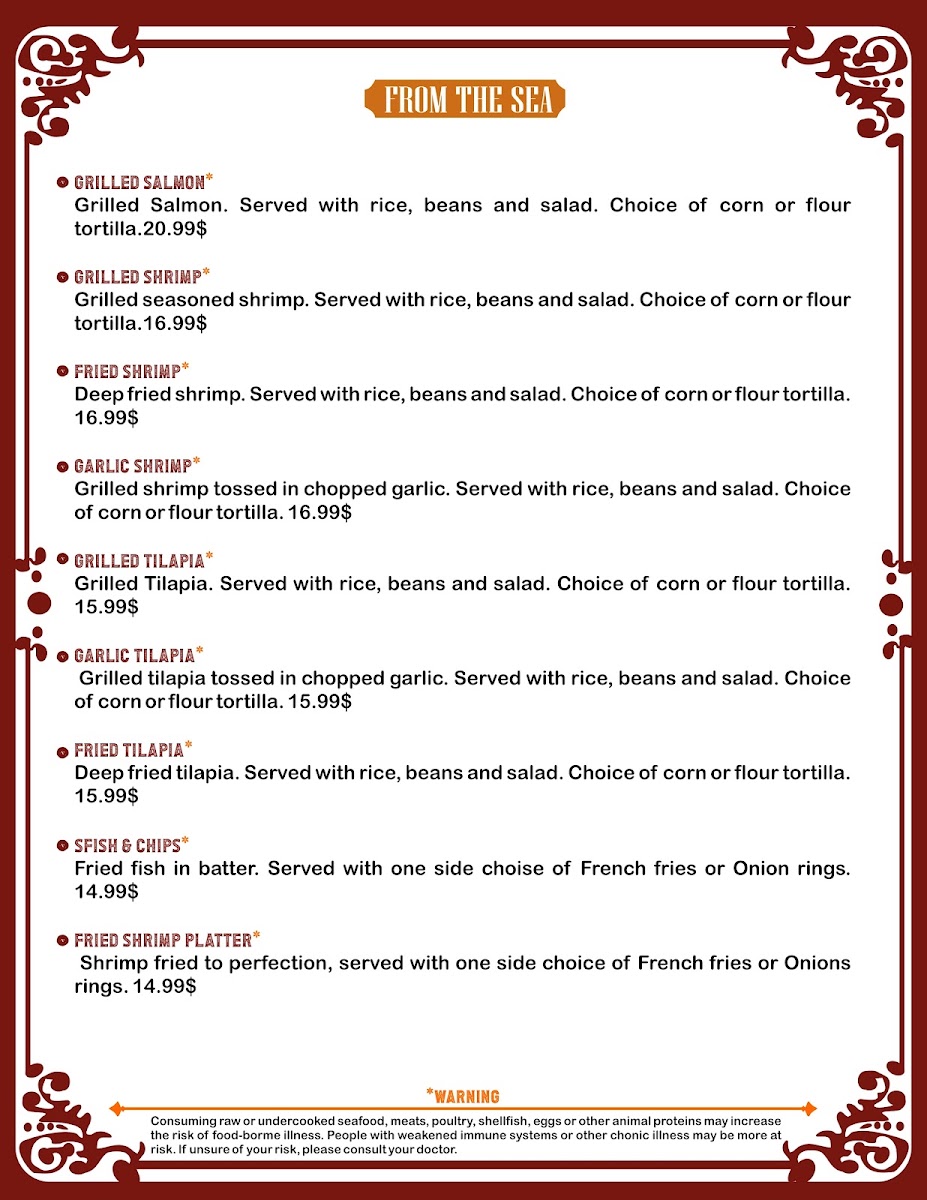 LOWCOUNTRY FIESTA GRILL menu board