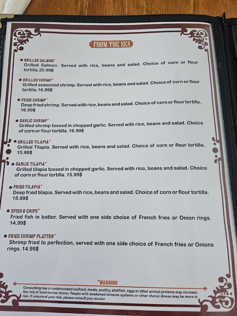 LOWCOUNTRY FIESTA GRILL menu board