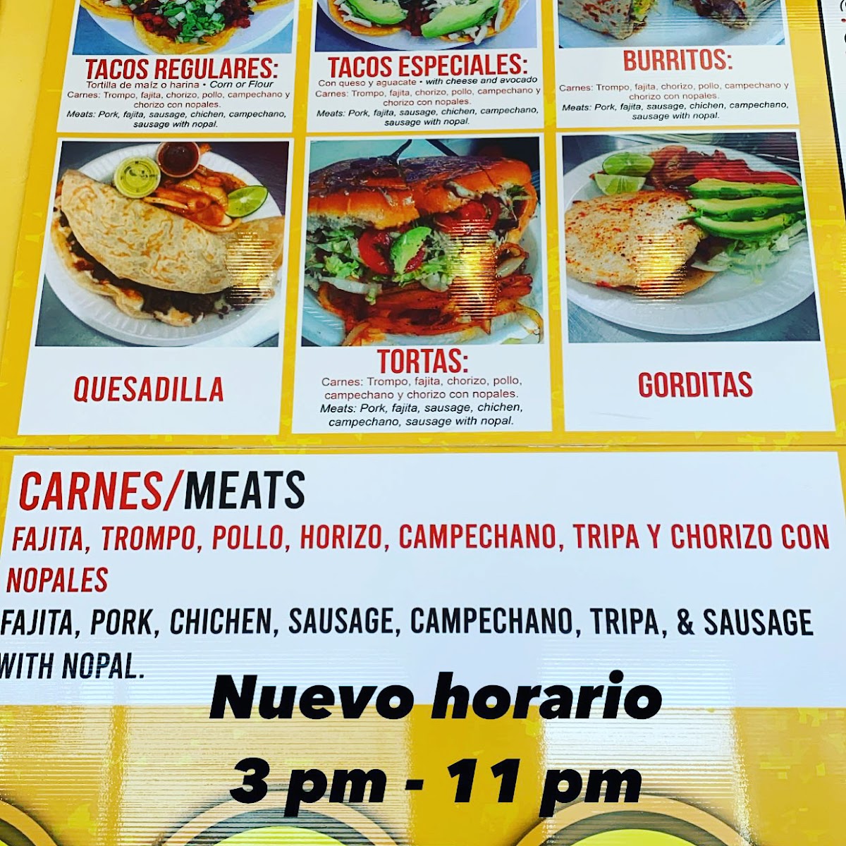 Mexitaco menu board