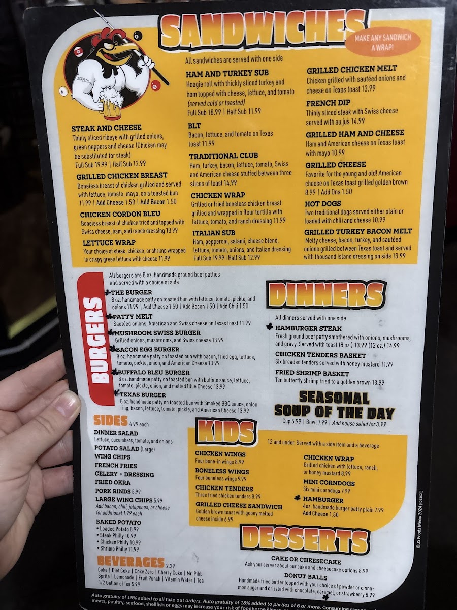 Wings & Ale of Lexington menu board