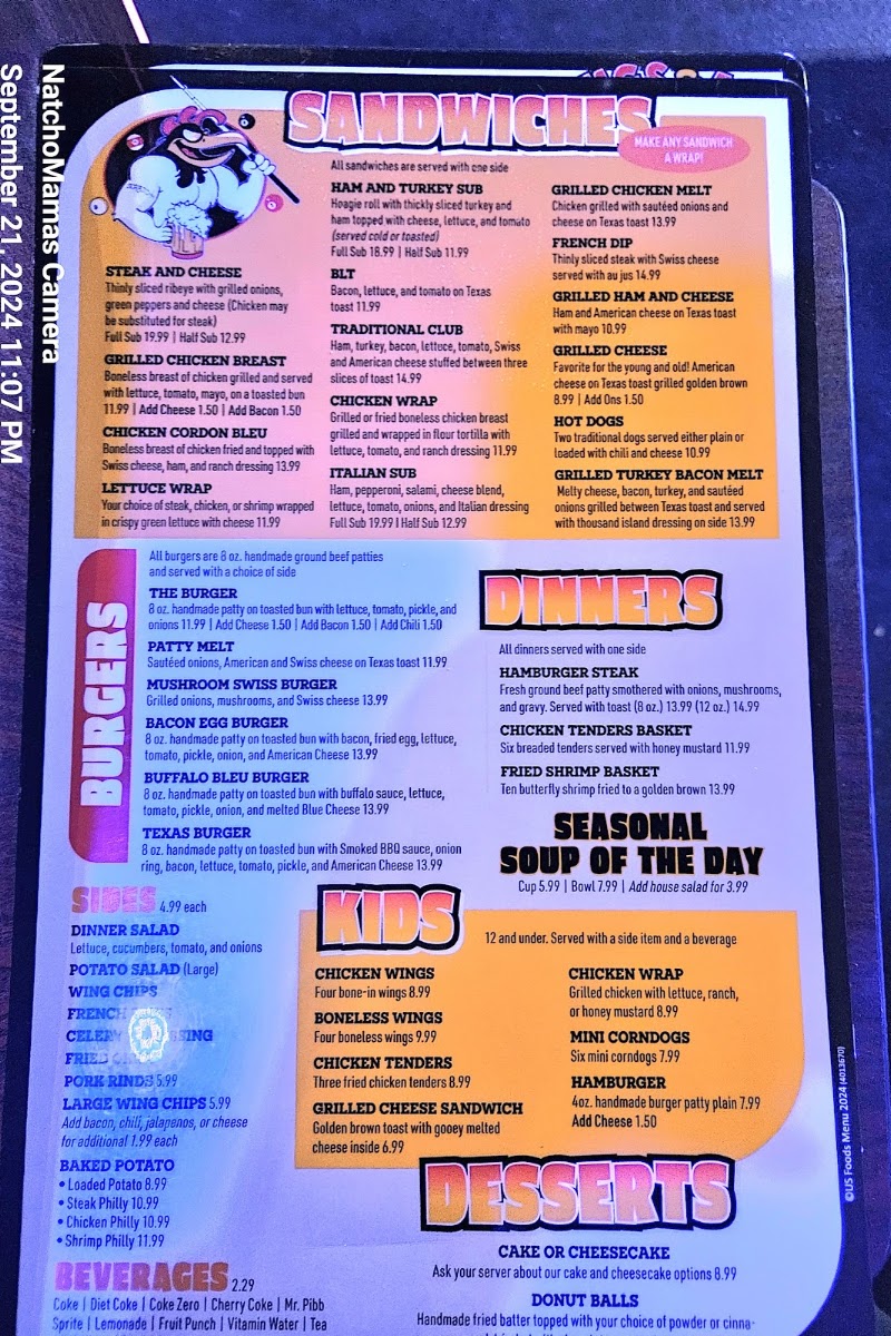 Wings & Ale of Lexington menu board